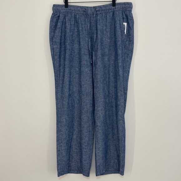 Old Navy Pants - NWT Old Navy Women's Linen Blend Wide Leg Pants Blue Size Large